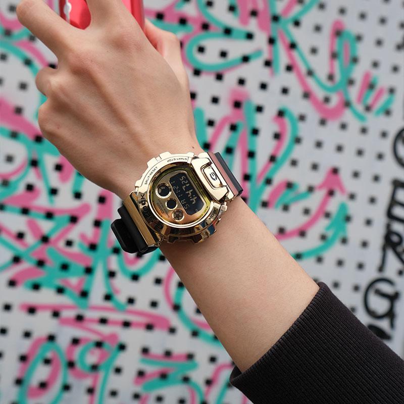 Casio Серия All Metal - Три глаза 200 м Водонепроницаемые Кварцевый механизм Стальной ремешок Японские и корейские часы Мужские;s Часы Золотые GM-6900G-9PR