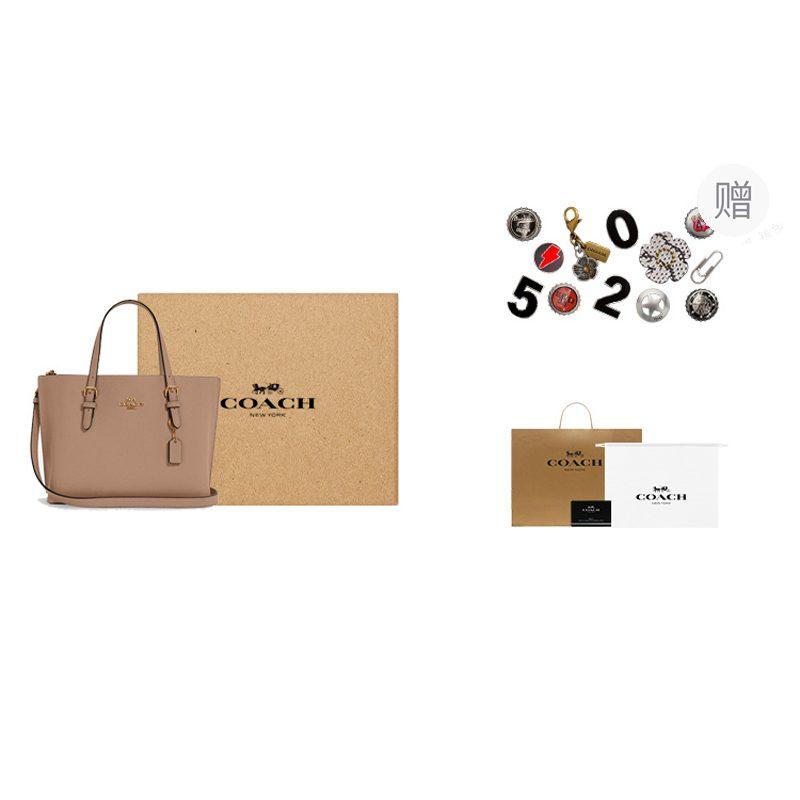 COACH Mollie Zip Closure Grain Leather Shoulder Bag, Crossbody Bag, Handbag 25 Women's Taupe C4084-IMRF6