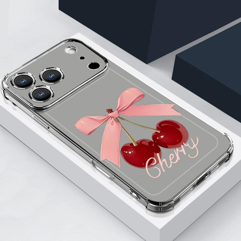 Чехол с узором из розовых бантиков для iPhone 17 Pro Max Coque iPhone 16 15 14 13 Pro Max 11 Ударопрочный Прозрачный Мягкий Силиконовый Чехол