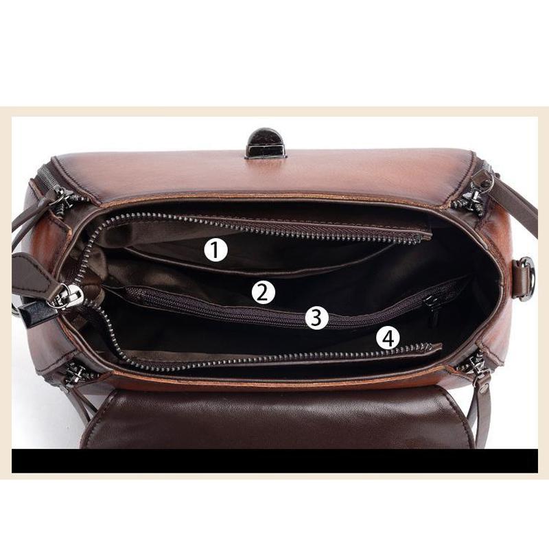 Johnature Retro Embossed First Layer Cow Leather Women Bag Handmade Floral Hasp Handbag Leisure Shoulder Messenger Bags