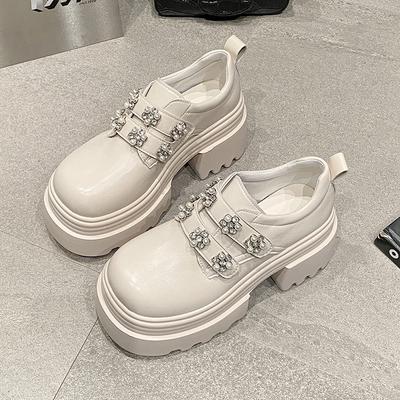 Женские лоферы на высоком каблуке, хрустальные, роскошные, на платформе, кожаные туфли 9 см, тренд, осень, новые, сандалии с пряжкой, удобные, элегантные туфли-лодочки