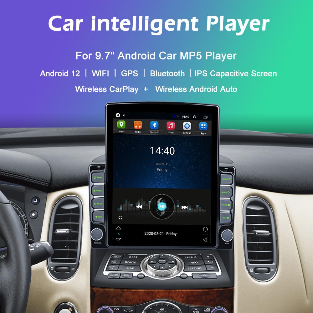 Reakosound 9,7-дюймовый Carplay Android Car Radio Stereo Vertical Splitview Screen Автомобильная GPS-навигация BT Phonelink USB-плеер