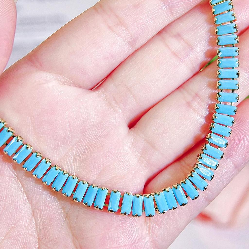 CMM 2 шт. Европейский квадратный натуральный циркон Ретро этническое ожерелье серьги-подвески модный счастливый женский комплект ювелирных изделий