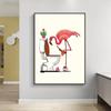 Забавный розовый фламинго с головой в туалете, постеры, холст, картина, скандинавское животное, настенная художественная картина для современной ванной комнаты, украшение для дома