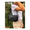 Women's Black Chain Satin Fabric Baguette Bag