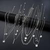 13Pcs/Set Simple Temperament Necklace Set Butterfly Heart Star Zircon Silver Color Necklace for Women Fashion Jewelry Gift