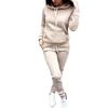 2 Pcs/Set Women Hoodie Pants Suit Solid Color Plush Long Sleeves Thick
