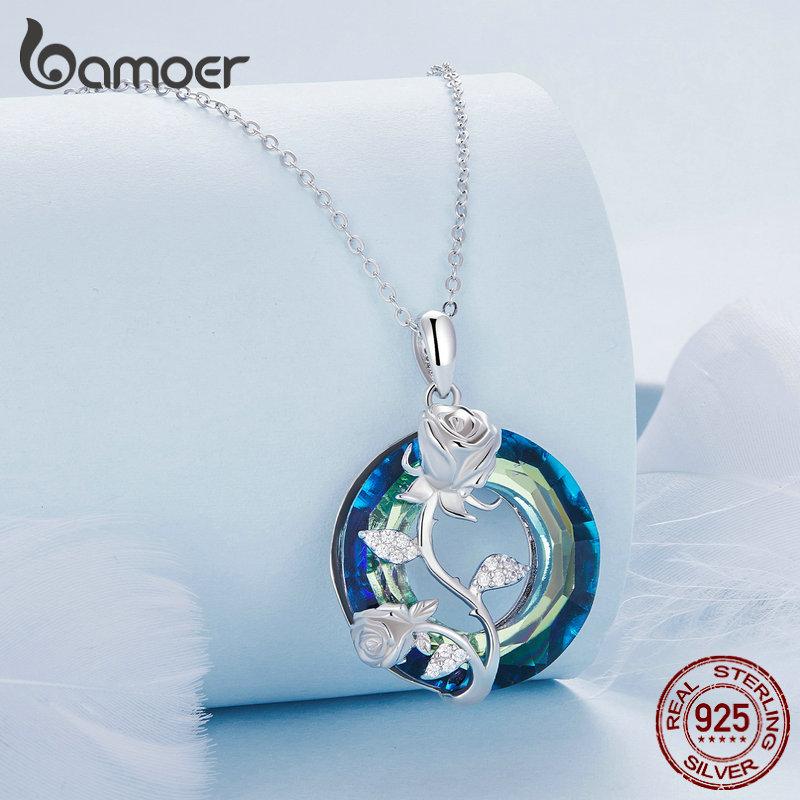 BAMOER стерлингового серебра 925 пробы кольцо ангела глаз дьявола кулон ожерелье Древо жизни шейная цепочка для женщин ювелирные изделия с платиновым покрытием