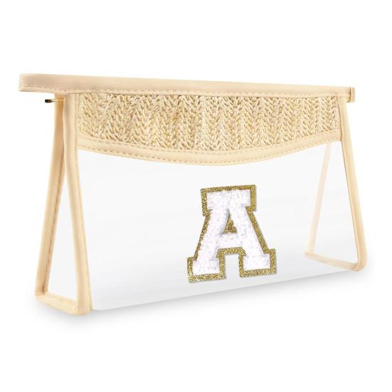 Персонализированная сумка с буквенным принтом, прозрачная косметичка большой емкости, портативная пляжная дорожная косметичка с застежкой-молнией