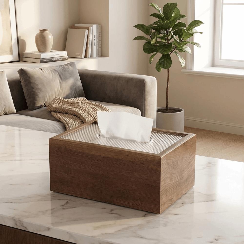 High-end Quality Tissue Box Wood Paper Towel Holder Minimalist Paper Box Hotel Use