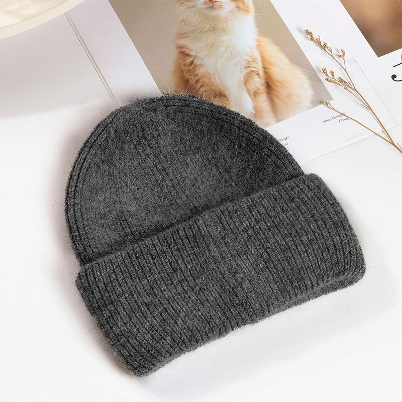 Winter Hat Rabbit Fur Winter Hats For Women Fashion Keep Warm Beanie Hats Solid Color Adult Head Cap