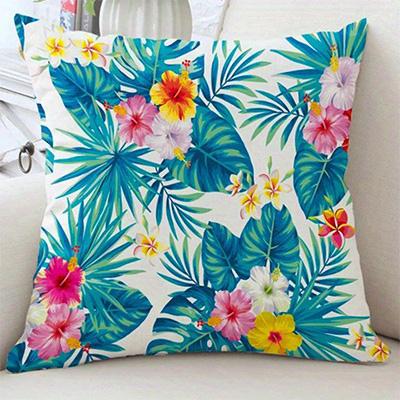 Home Decor Tropical Floral Leaf Patterned Pillow Covers Pattern Cushion Cover Suitable for Sofa Bedroom Car Pillow Cover
