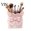 Dressing Table Brush Holder Satin Bow Bag Makeup Holder, 3D Printed Beauty Tool Organizer for Desk, Large Bowknot Pouch Pencil Storage Container