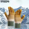 Knitted Gloves for Women Double-layer Velvet and Thick Anti Cold Touch Screen Finger Separated Warm Outdoor Cycling Gloves