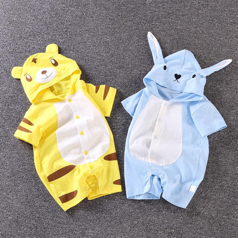 Infant Jumpsuit Rabbit Cow Romper Animal Tiger Cute Cat Print Girl Boy Cotton Suit Newborn Climbing Bunny Rompers Summer