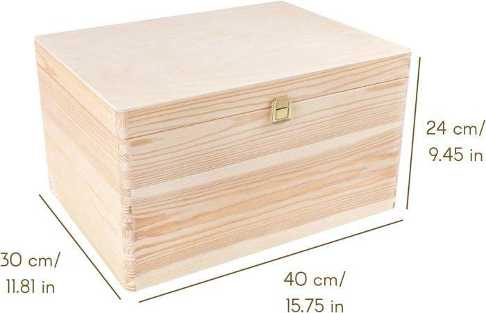 Деревянный ящик для хранения с защелкой 40x30x24 см | НАТУРАЛЬНЫЙ | Creative Deco