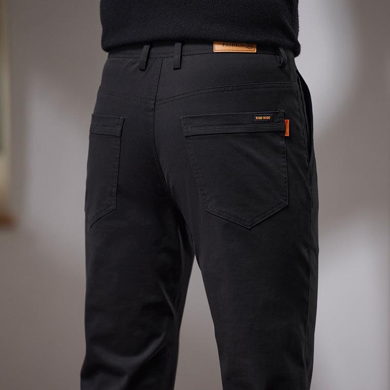 2024 Осень и зима Новые мужские высококачественные повседневные брюки из чистого хлопка, прямые брюки в деловом стиле, свободные, модные брендовые брюки