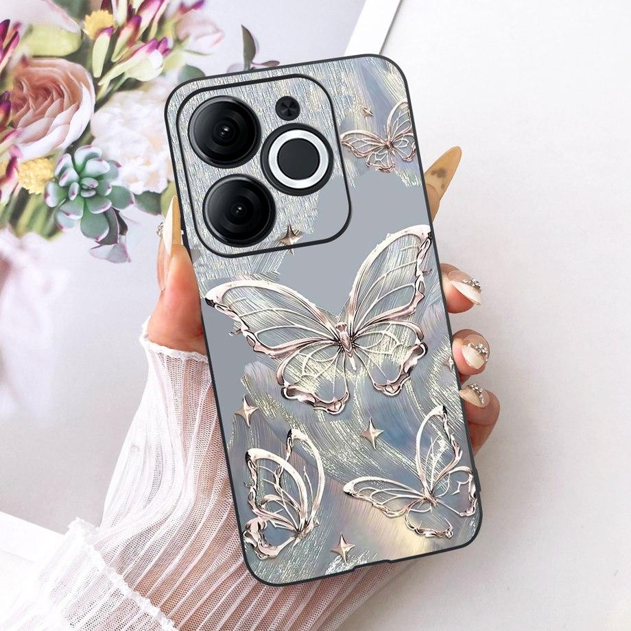 For Itel A80 A90 A95 A70 A60 A60s Phone Case Matte Soft TPU Bumper Cover Cool Cartoon Luxury Butterfly Flower Bow Pattern Funda