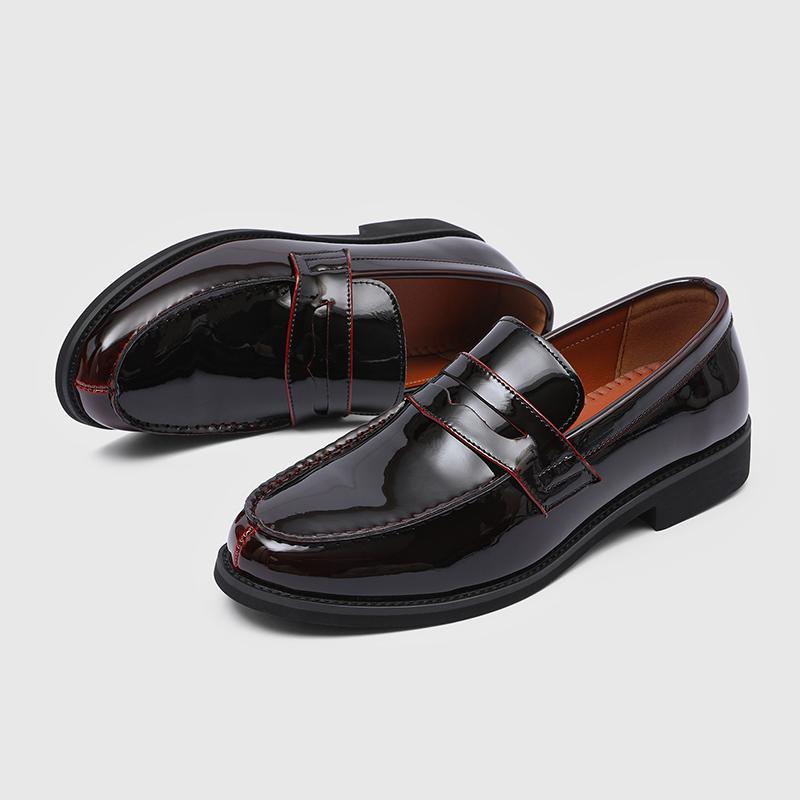 Роскошные туфли-лодочки Slip On, мужские туфли из натуральной кожи, итальянские туфли-лоферы для мужчин, черные лакированные туфли-оксфорды для мужчин, свадебные туфли