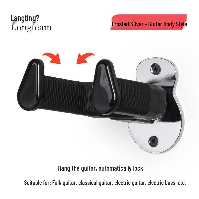 Wall-Mounted Self-Locking Wooden Guitar Hanger for Electric and Acoustic Guitars