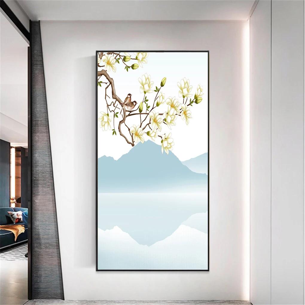 No Glue Privacy Window Film Static Cling  Decorative Landscape Painting Window Treatments Window Sticker