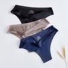 Thong Ice Silk Invisible One-piece Women's Underwear Sexy Solid Color Underpant Low Waist Sports Fitness T Panties