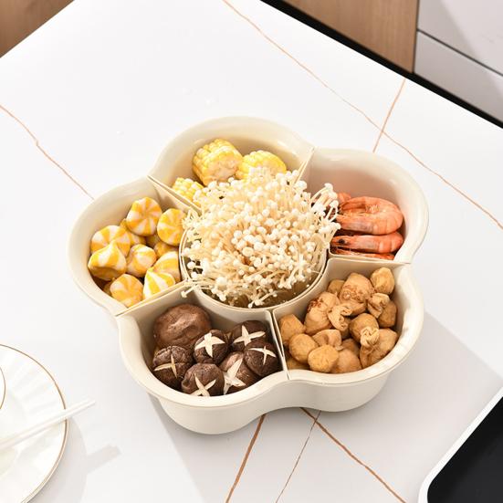 Горячий горшок Поднос для приготовления пищи 6/9 отделений Поворотное на 360° дренажное дно Пластиковая кухонная тарелка для мытья овощей Контейнер Блюдо