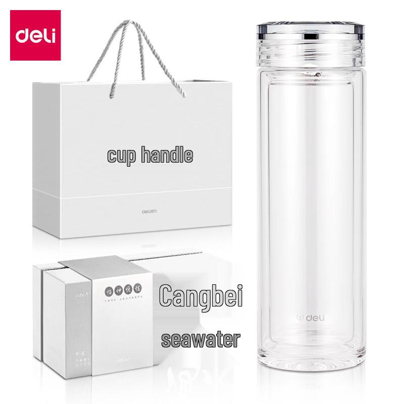 Deli 410mL Double-Wall Glass Cup with Tea Infuser