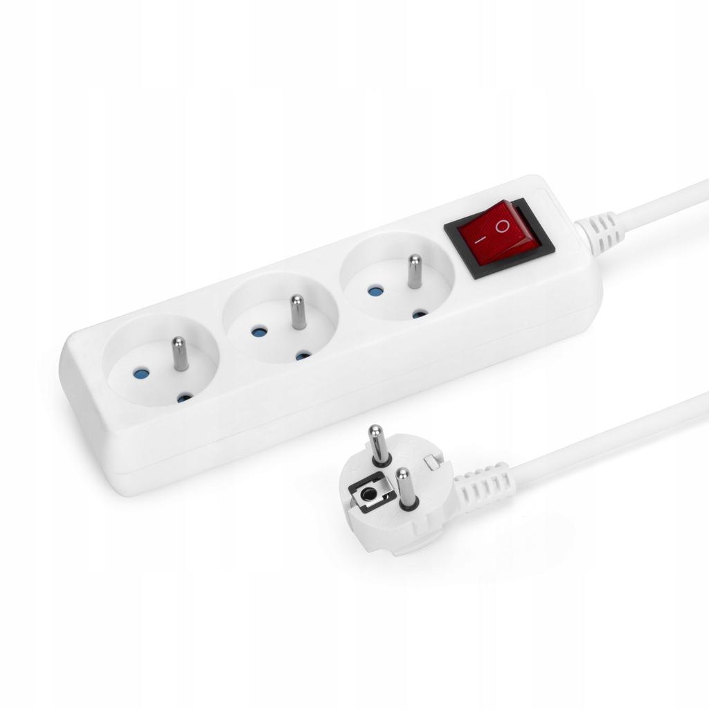 Montis extension strip 1.5 m 3 sockets white IP20 16A 230V