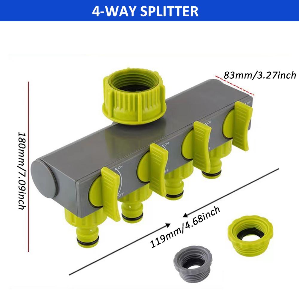 Соединитель водопроводной трубы для крана, один из четырех выходных клапанов, переключающий клапан для полива сада, уход за газоном, 4-ходовой