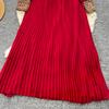 Temperament Robe Femme Maxi Dresses for Women Long Sleeve O-neck Sequin Slim Waist Vintage Pleated Dress 2025 Vestidos De Mujer