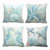 Home Decor Oceanic Creatures: Seahorses, Starfish & Turtles Pattern Cushion Cover Suitable For Sofa Bedroom Car Pillow Cover