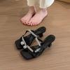 Fashion Summer Women Thick Heel Slippers Fashion Crystal Narrow Band Slide Ladies Casual Open Toe Dress Sandalias