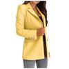 Women Solid Open Front Pockets Cardigan Formal Suit Long Sleeve Blouse Coat
