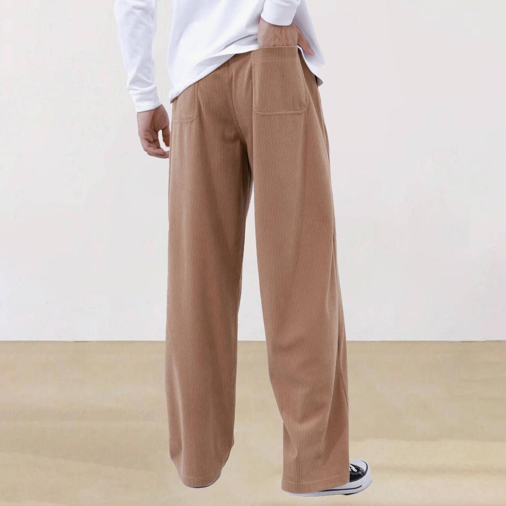 Spring and Autumn Solid Color Lace Sports Pants Simple Straight Leg Pants Men's Casual Pants Wide Leg Pants