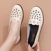 Модные весенние туфли на плоской подошве для женщин среднего и пожилого возраста, дышащие мокасины с ажурной подошвой для мам, удобная мягкая нескользящая обувь без застежек