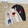 Autumn Winter Women Basic Sweater Cardigan Grey Beige Mushroom Cute Knitted Coat Knitting Elegant Warm Ladies' Outerwear