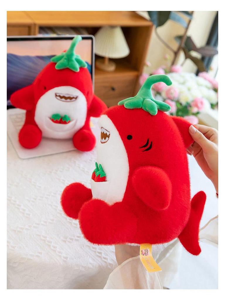 Плюшевая подушка «Акула и редис»: Милая кукла-обнимашка в виде морковки и белого кролика