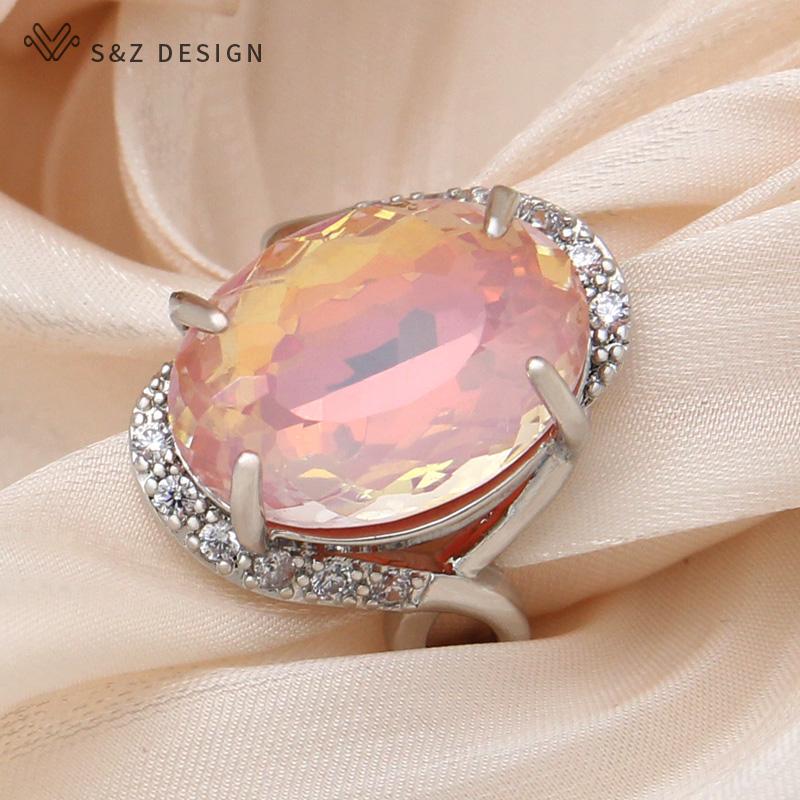 Модные кольца цвета розового золота овальной формы с кристаллами в форме яйца для женщин, свадебные кольца с фианитом, модные ювелирные изделия, подарок