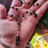 Языческие четки, четки, ожерелье с пентаграммой из черного оникса, ожерелье в стиле традиционной готики с бусинами