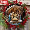 5 шт. очаровательных деревянных рождественских рождественских венков размером 7,87 дюйма — идеально подходит для декора входной двери, крыльца и окна | Идеальный подарок для новых семей