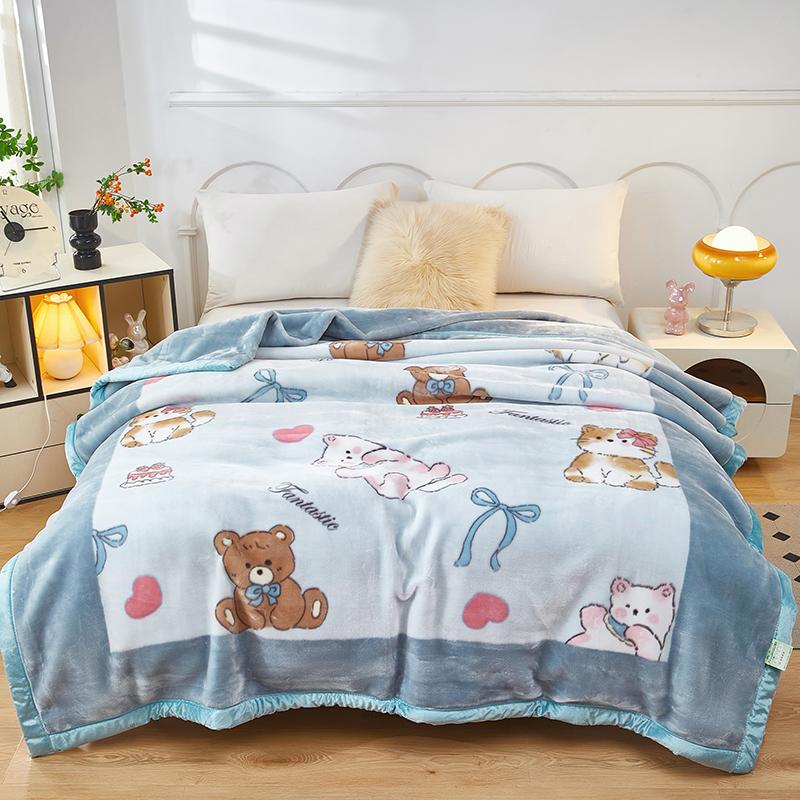Thickened Raschel Blanket for Bed Sofa Double Layer Thick Warm Autumn Winter Comforter Cute Capybara Soft Plush Blanket