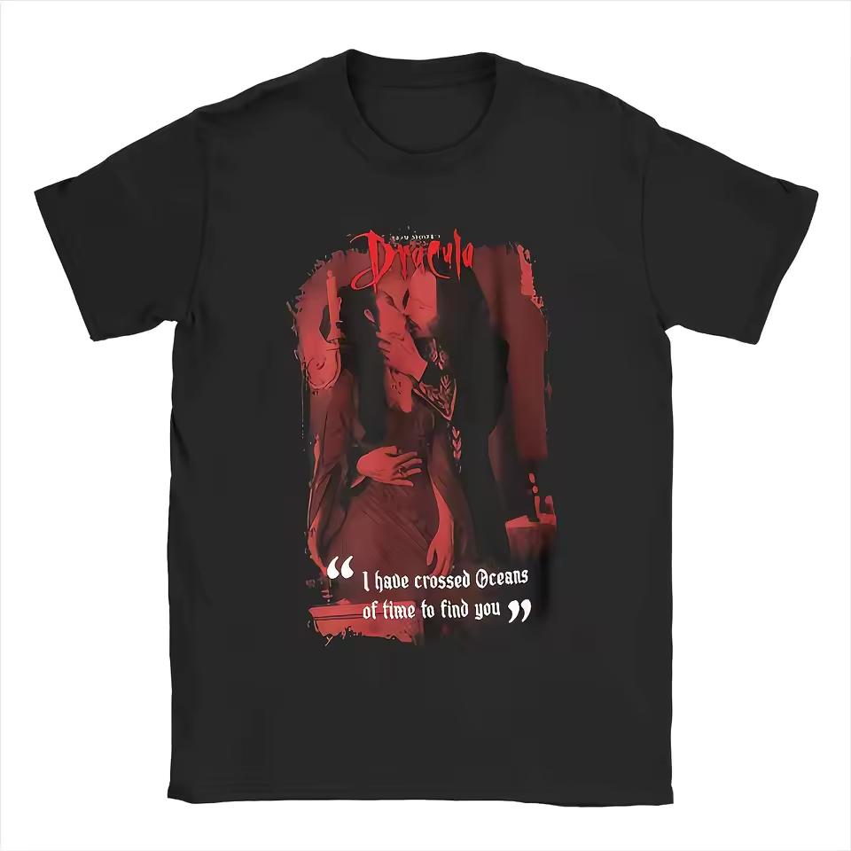 Unisex Dracula T-Shirt 1890S Gothic Horror Literature Design Featuring A Quote From Bram Stoker and An Image of Castle Dracula