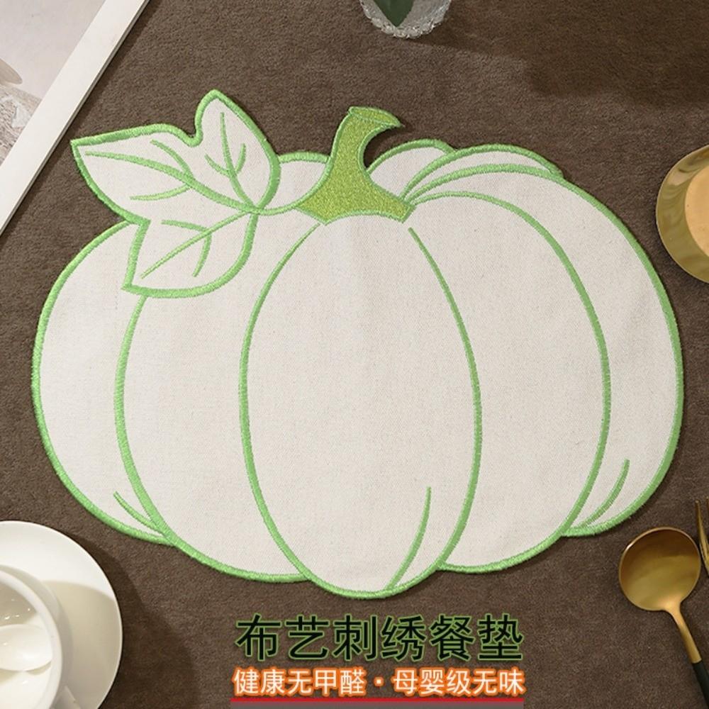 Embroidered Dining Table Mat Heat Insulated Pumpkin Placemat Durable Insulated Pad