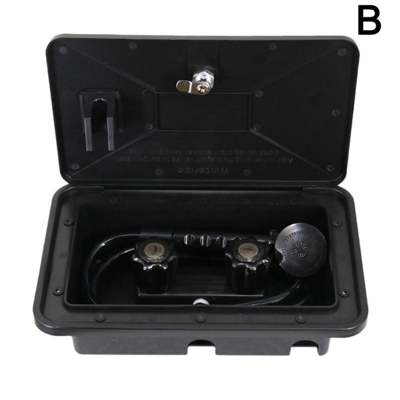 1 Set RV Shower Box Kit With Lock Boat Marine Camper Motorhome Bathroom Kit Accessories White Black