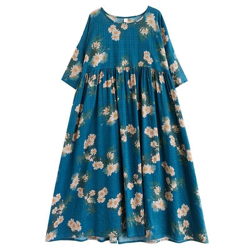 Johnature Женское весеннее модное винтажное свободное платье трапециевидной формы в китайском стиле с короткими рукавами и круглым вырезом