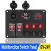2+3 Gang Rocker Switch Panel Digital Voltmeter Car Marine RV Circuit LED Breaker с защитой от перегрузки Водонепроницаемый