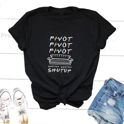 Футболка с принтом Pivot Shut Up Женская Повседневная Футболки для Друзей Телешоу Летняя Хлопковая с Коротким Рукавом Футболка Стритвир Женская Одежда