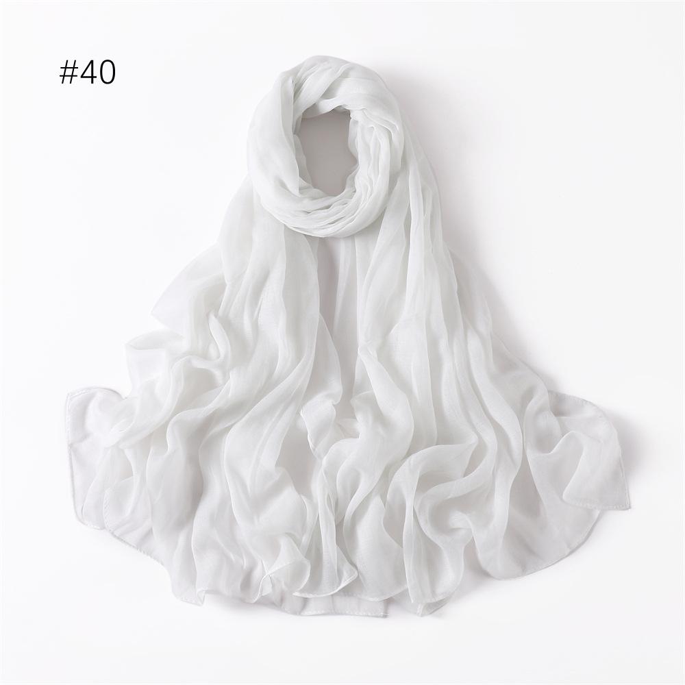 Women's Classic Bali Yarn Cotton-Linen Scarf: Breathable, Thin, Soft, Silk-Like, Solid Color.