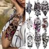 1 PCS 3D Fake Flower Rose Temporary Tattoos for Women Girl Peony Daisy Deer Moon Tattoos Sticker Black Cluster Body Art Painting Tatoos Women